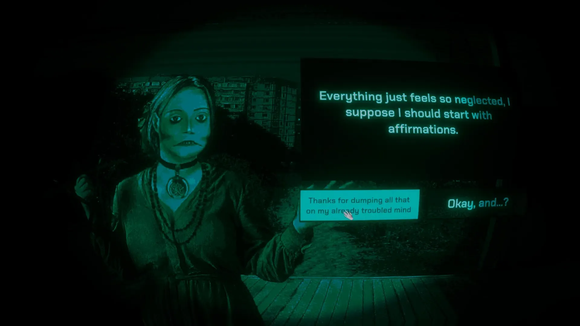 Boarded windows and exhausted survivors huddled inside the apartment at dawn.